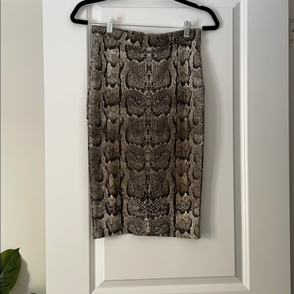 Brown Snake print soft body-con pencil skirt